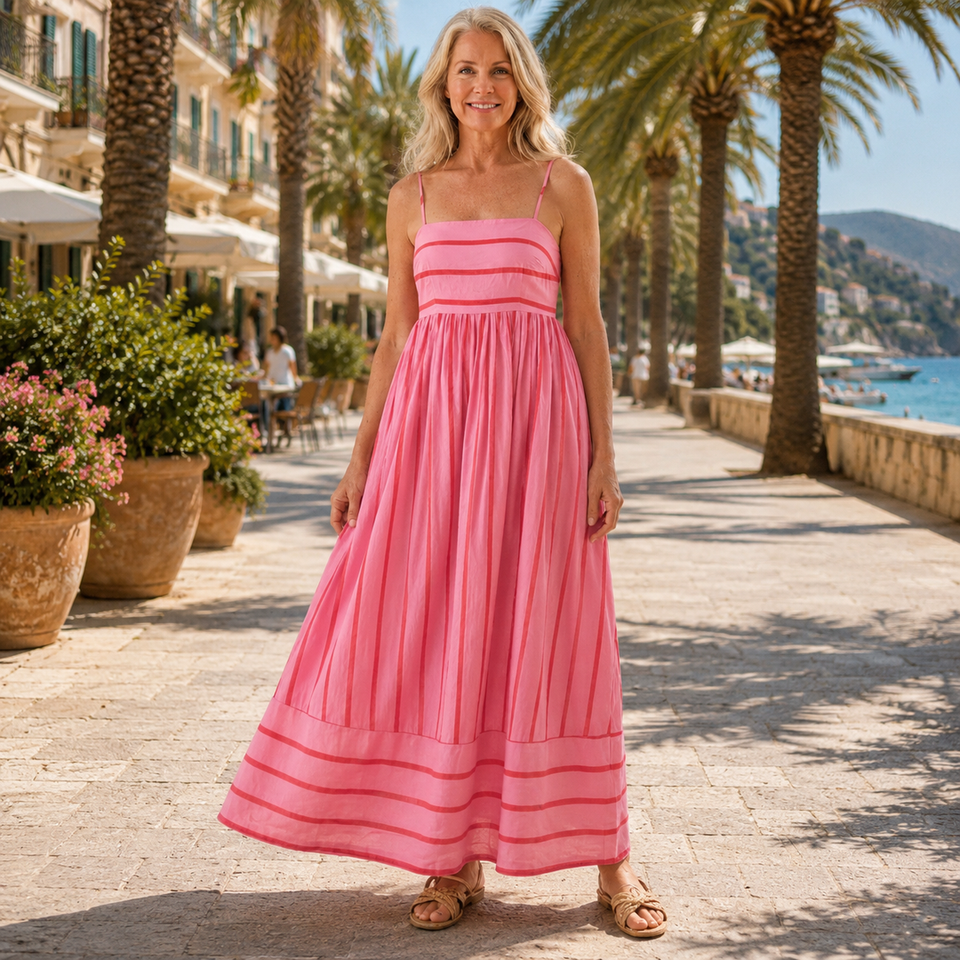 Oceane | Vestido maxi de rayas con tirantes finos