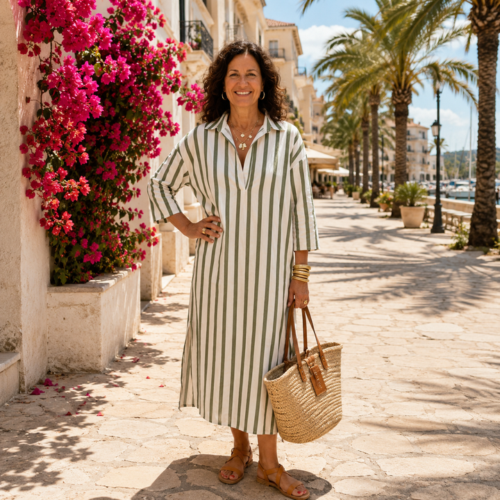 Talia | Vestido camisero midi de rayas