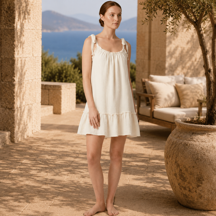 Helena | Vestido mini holgado con espalda abierta
