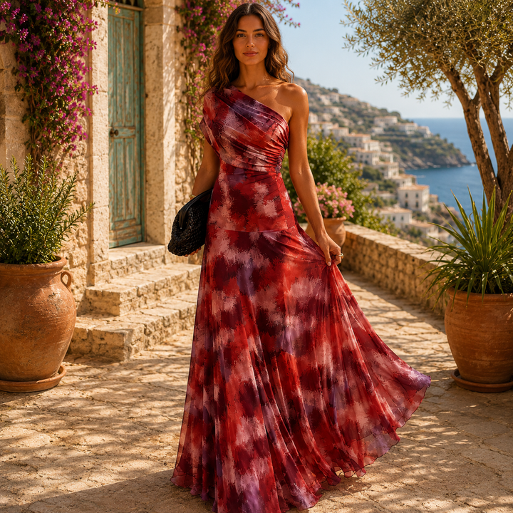 Marlene | Elegante vestido de un hombro con degradado