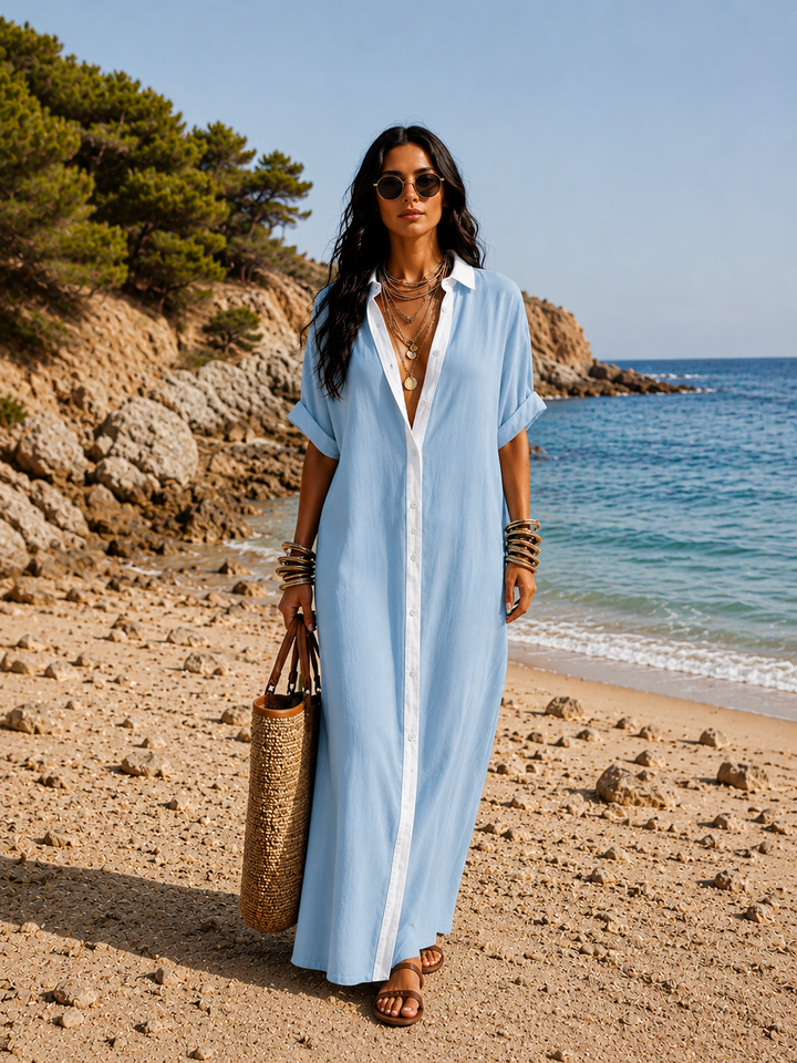 Hanna | Vestido camisero largo con botones