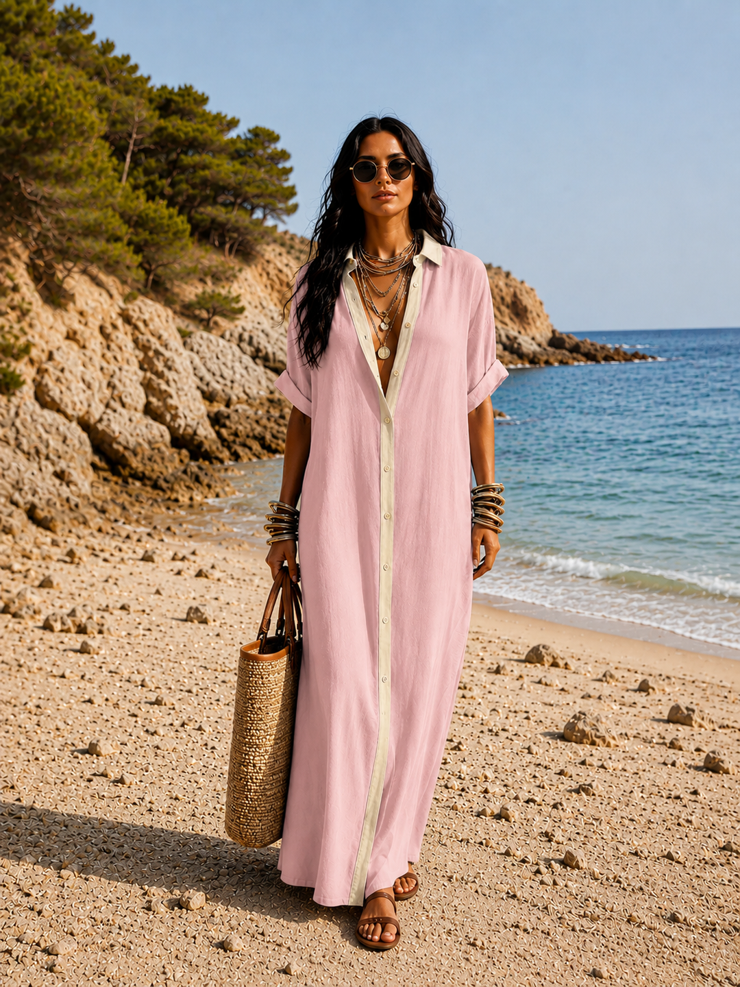Hanna | Vestido camisero largo con botones