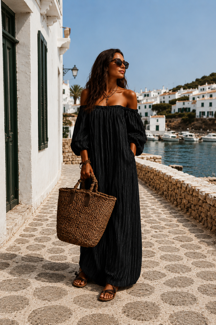 Malin | Vestido maxi vaporoso con mangas largas