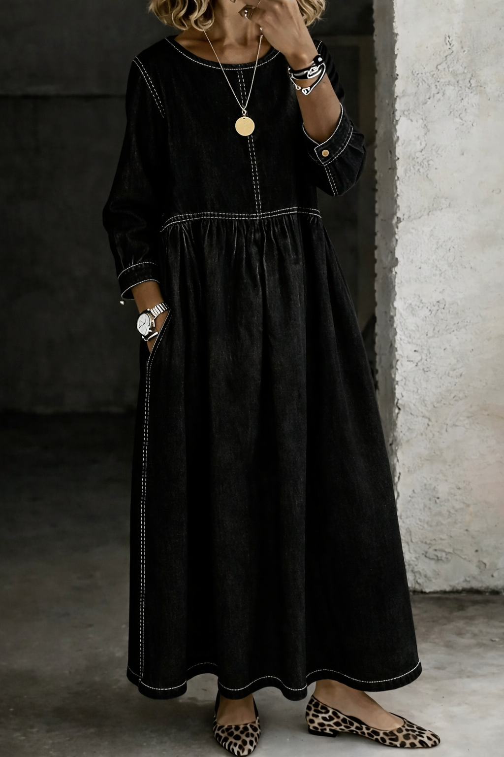 Elba | Vestido largo vaquero de estilo vintage