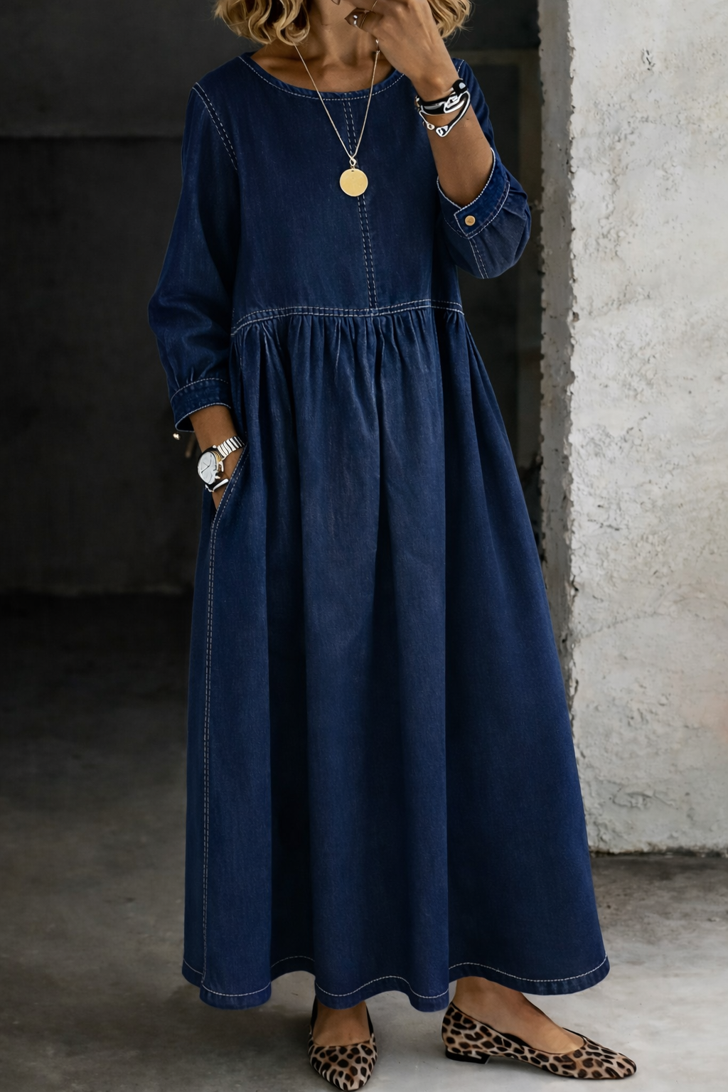 Elba | Vestido largo vaquero de estilo vintage