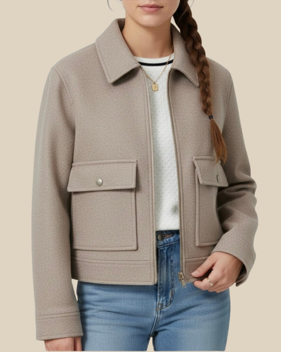 Grace | Weiche strukturierte Reißverschlussjacke