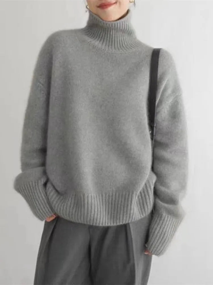 Lidia | Jersey de cuello alto en punto suave