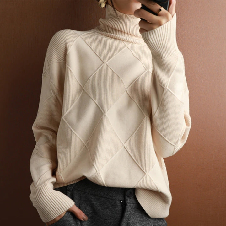 Eulalia | Jersey de cuello alto con dibujo geométrico