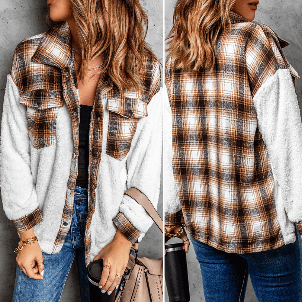 Tussenjas Dames van Warme Fleece met Klassiek Ruitpatroon en Comfort