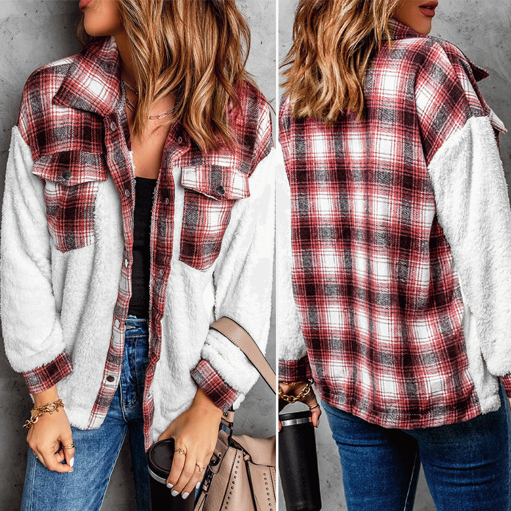 Tussenjas Dames van Warme Fleece met Klassiek Ruitpatroon en Comfort