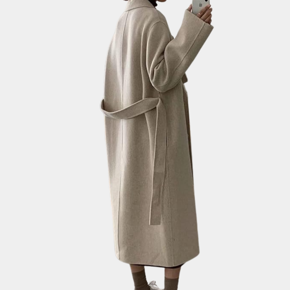 Winterjas Dames Lang met Riem in de Taille en Slank Warm Ontwerp