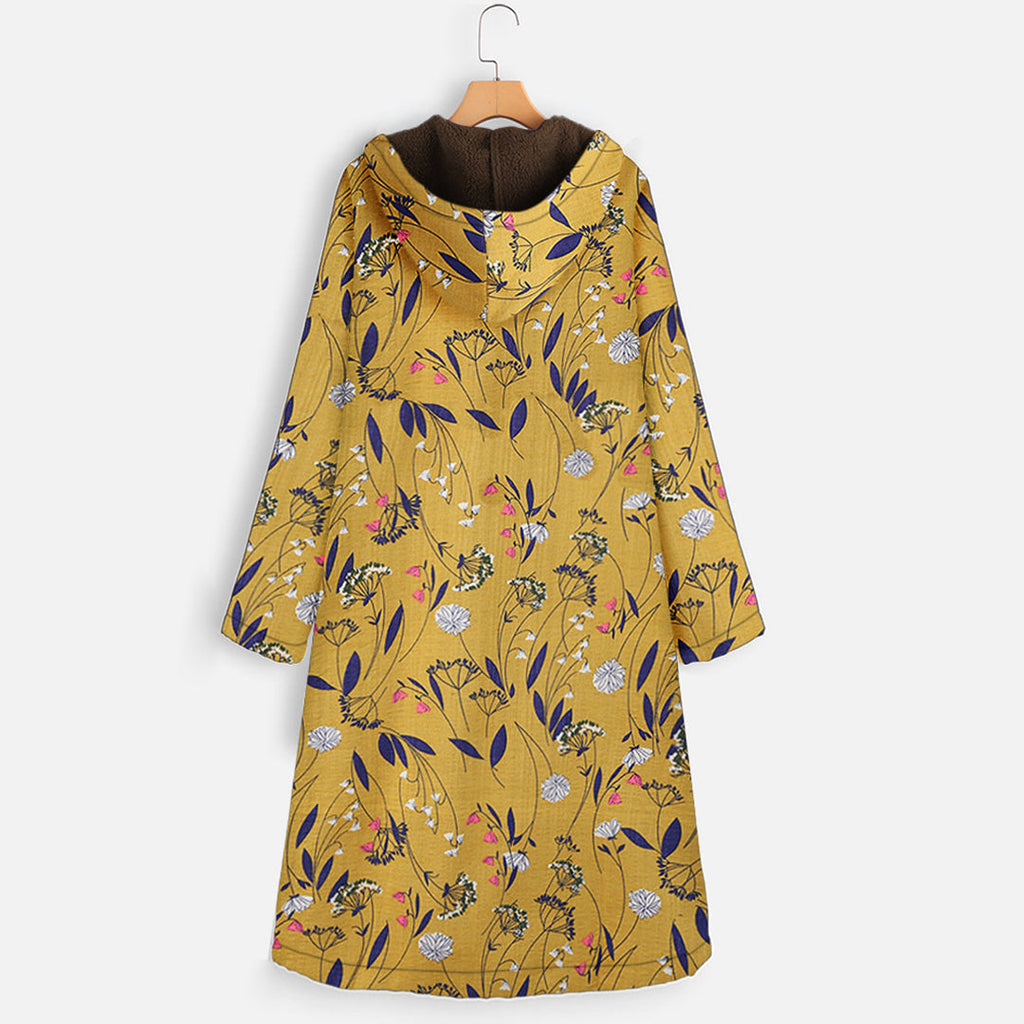 Winterjas Dames met Bloemenprint Capuchon en Duurzame Winterwarmte
