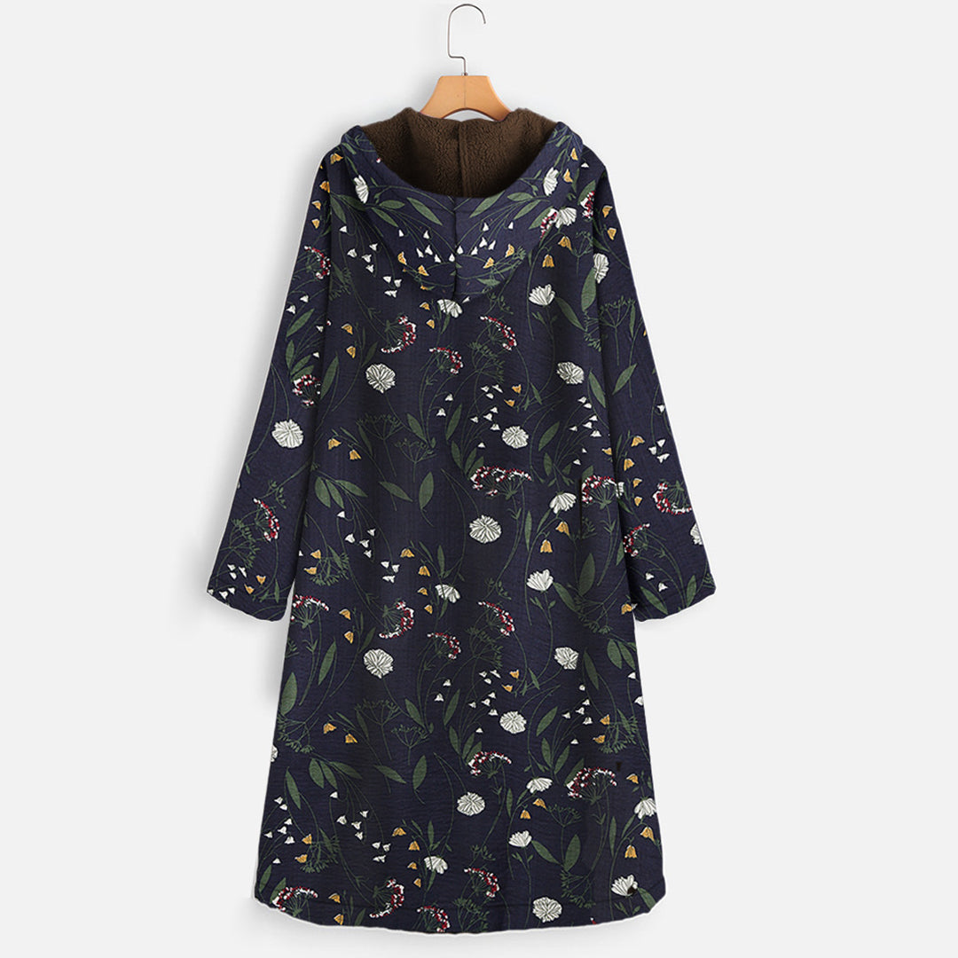 Winterjas Dames met Bloemenprint Capuchon en Duurzame Winterwarmte