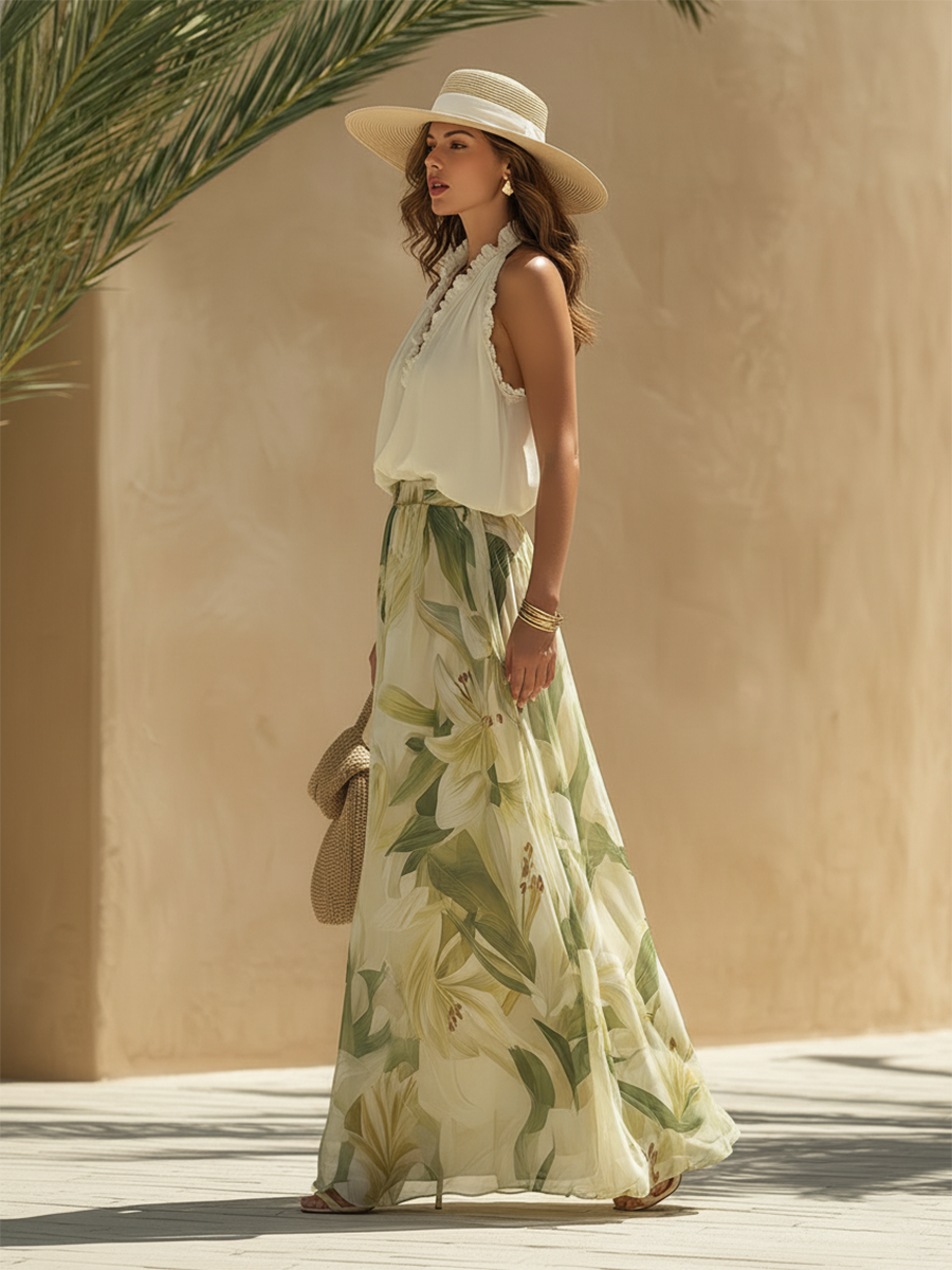 Liara | Conjunto vaporoso de dos piezas con estampado floral