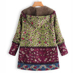 Winterjas Dames Fleece met Bloemenprint Zakken en Rits aan de Voorkant