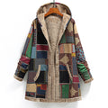 Winterjas Dames Fleece met Patchwork Verstelbare Capuchon en Zakken