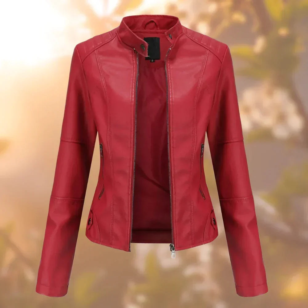 Jana | Chaqueta de cuero con cuello mao