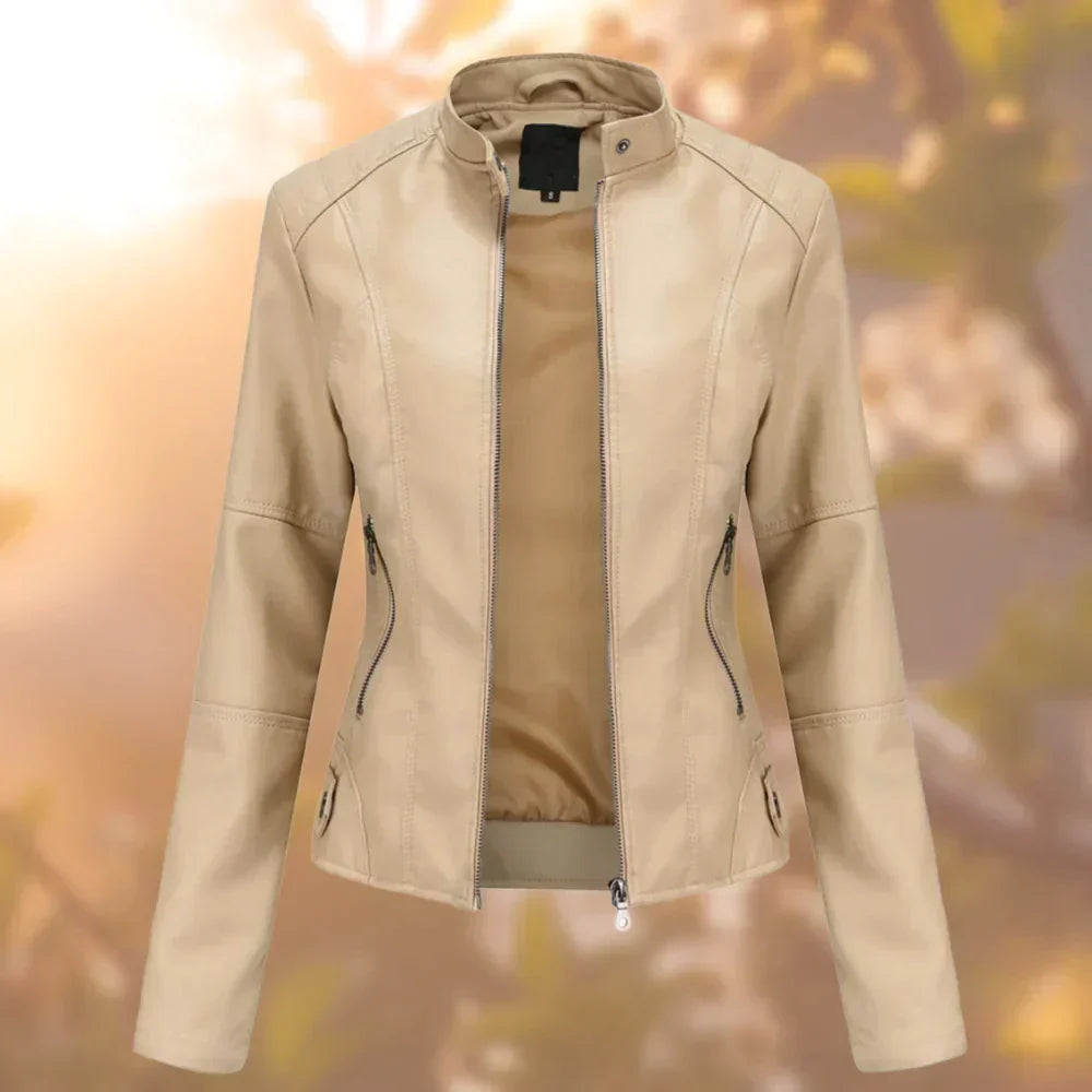 Jana | Chaqueta de cuero con cuello mao