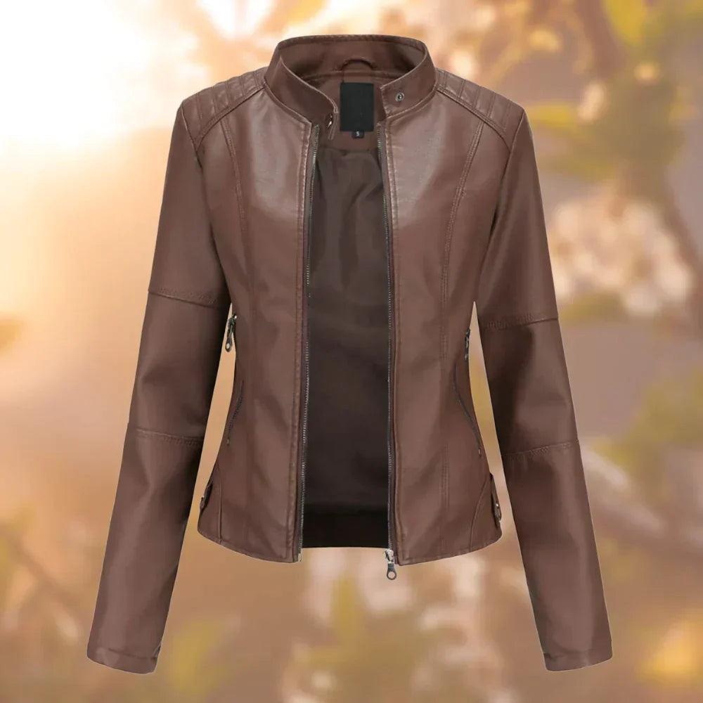 Jana | Chaqueta de cuero con cuello mao