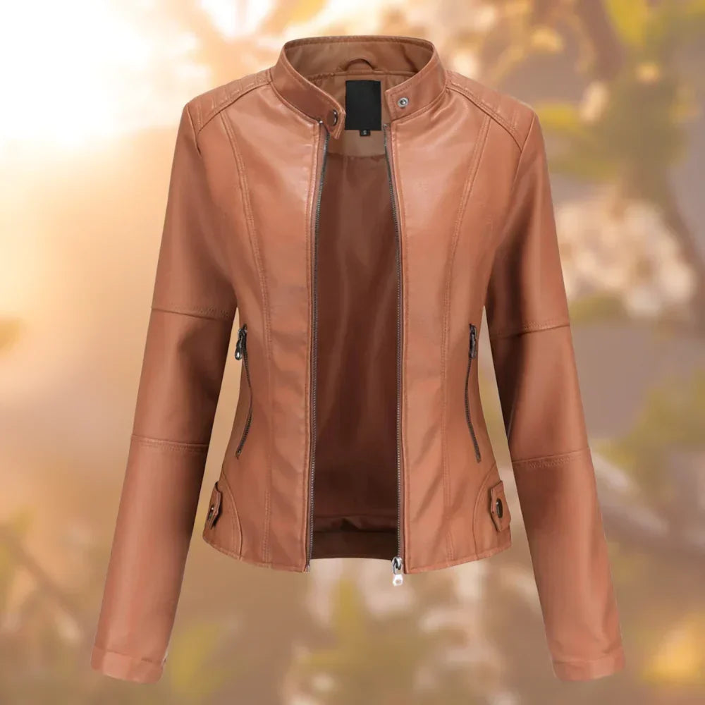 Jana | Chaqueta de cuero con cuello mao