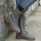 Laarzen Dames met Doorgestikte Details en een Stevig Veterontwerp