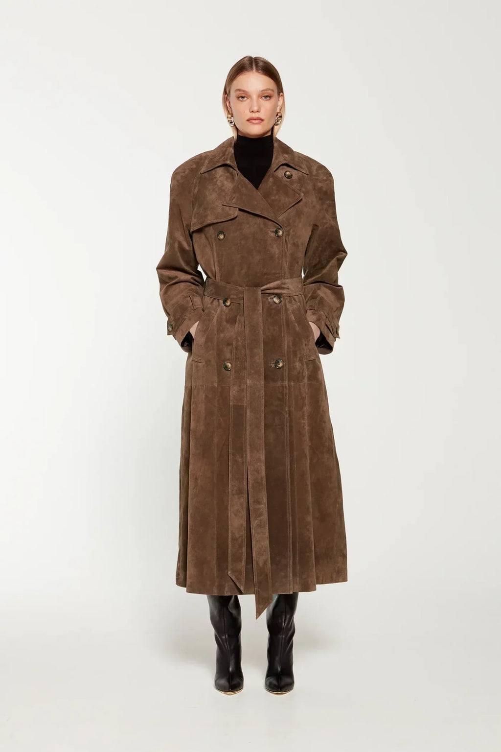 Sommerfeld | Eleganter langer Trenchcoat in Wildlederoptik für Damen