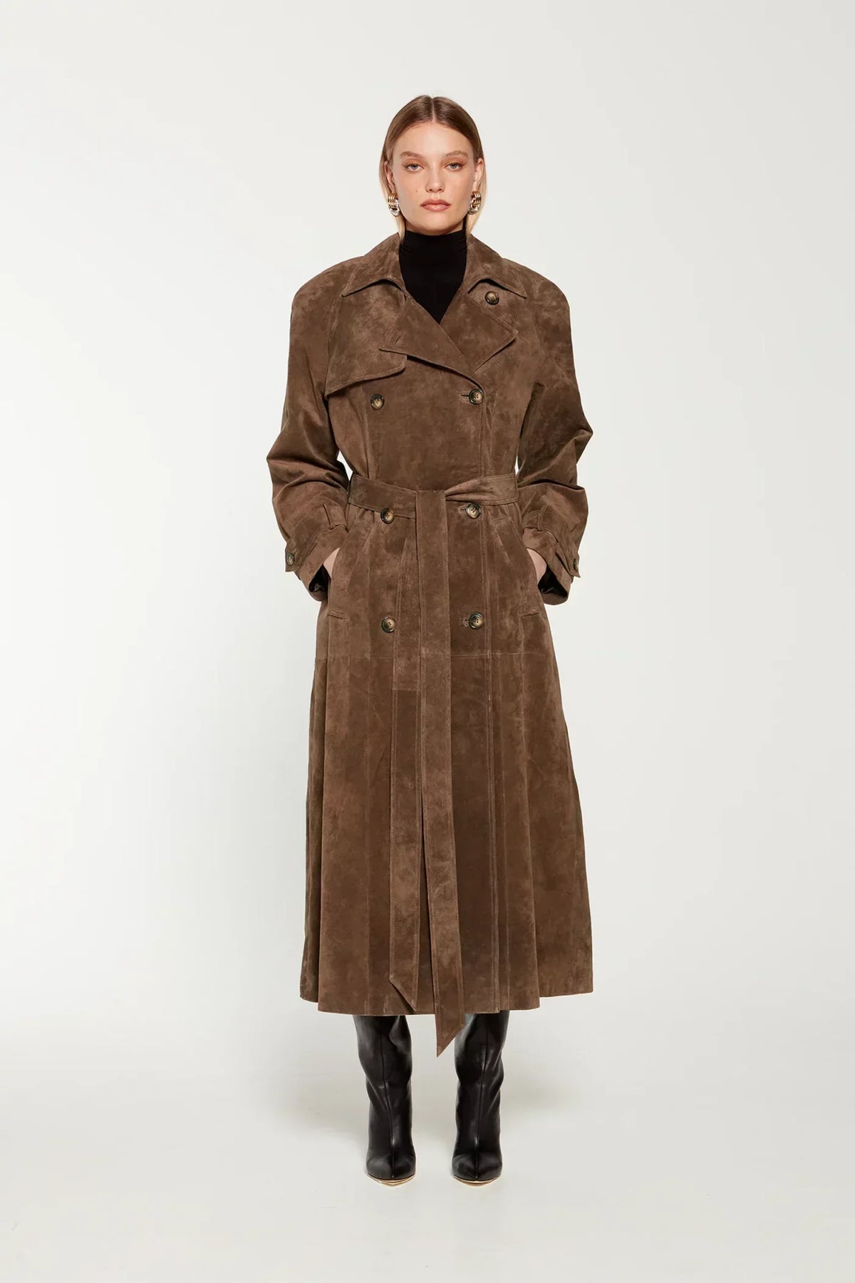Sommerfeld | Eleganter langer Trenchcoat in Wildlederoptik für Damen