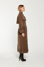 Sommerfeld | Eleganter langer Trenchcoat in Wildlederoptik für Damen