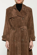 Sommerfeld | Eleganter langer Trenchcoat in Wildlederoptik für Damen