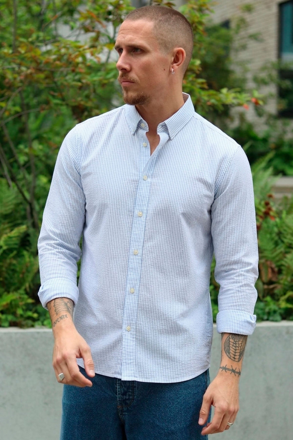 Porfirio | Camisa de rayas azul cielo