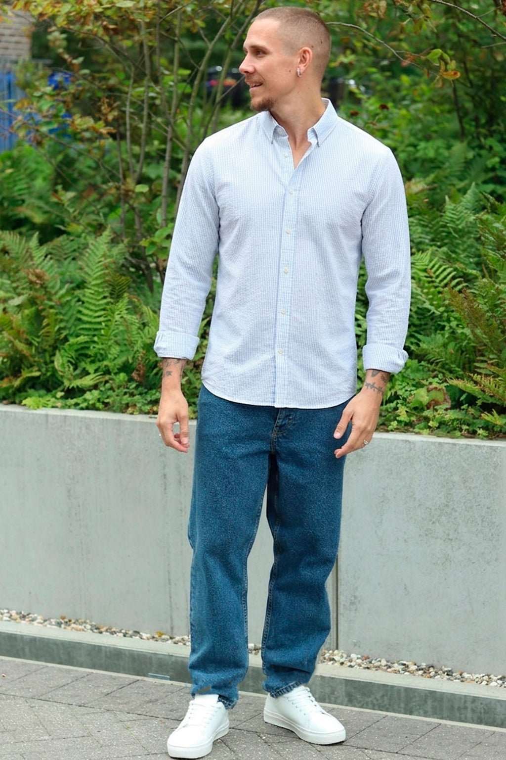 Porfirio | Camisa de rayas azul cielo