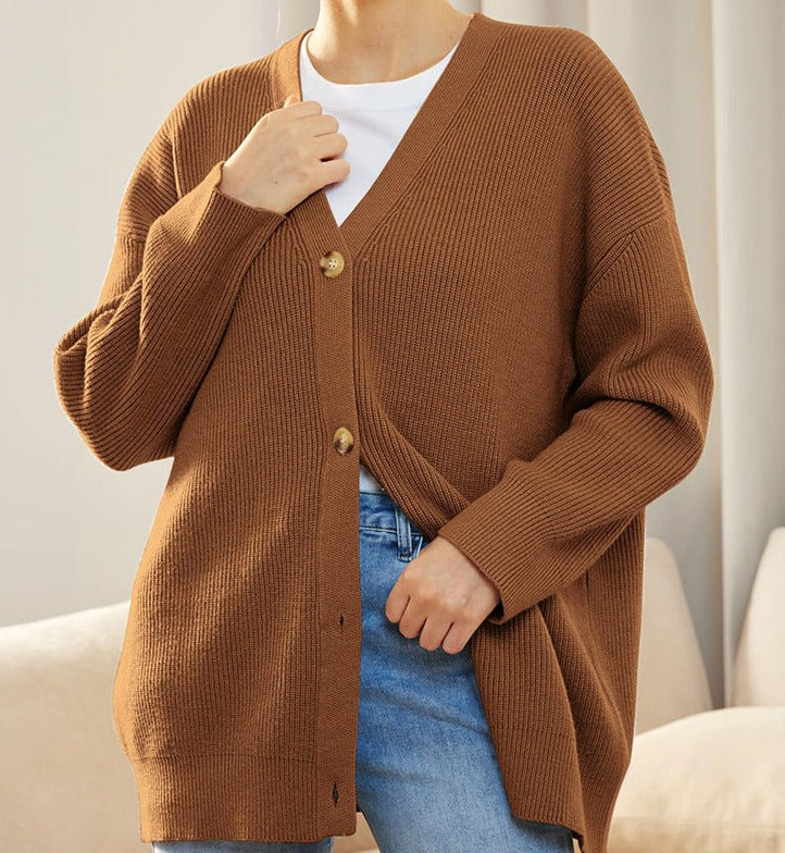 Vest Dames Los met Knoopsluiting en Gebreide Comfortabele Textuur