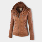 Erica | Chaqueta efecto piel con capucha y cremallera