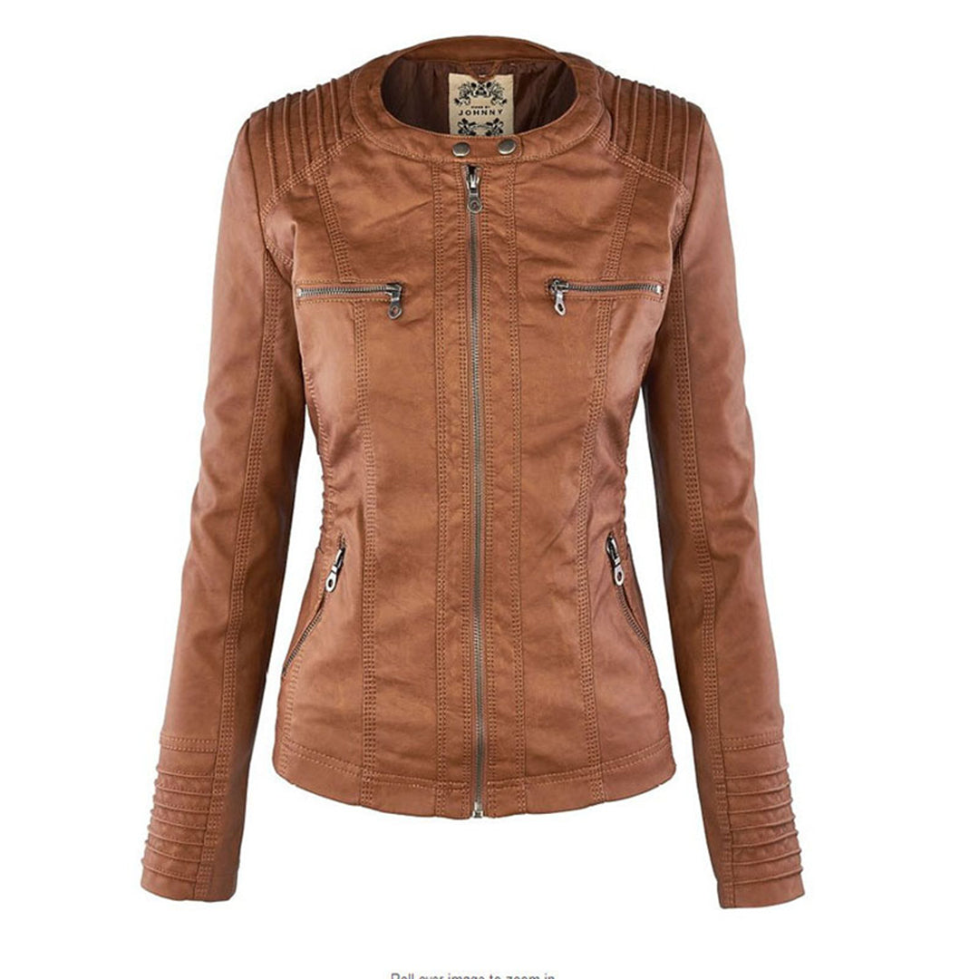 Erica | Chaqueta efecto piel con capucha y cremallera