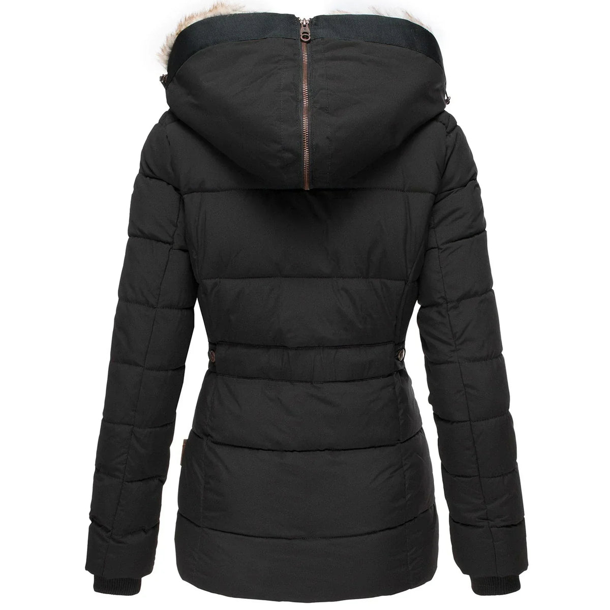 Winterjas Dames met Imitatiebontvoering Gevoerde Capuchon en Ruime Zakken