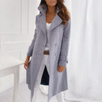 Lange Winterjas Dames met een Knoopsluiting over de Hele Lengte