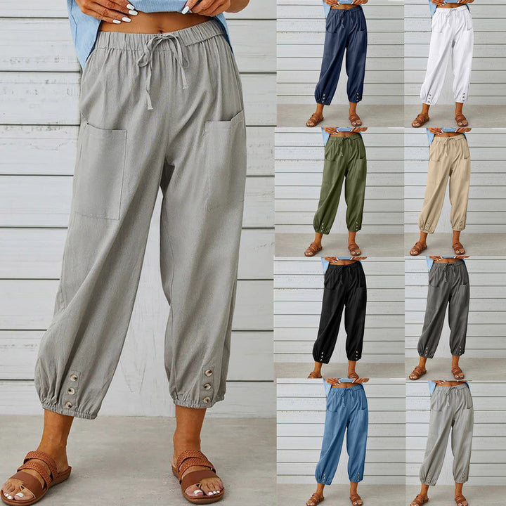 Nora | Pantalón ancho de mujer en mezcla de algodón y lino