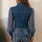 Aurora | Blusa efecto denim con mangas transparentes