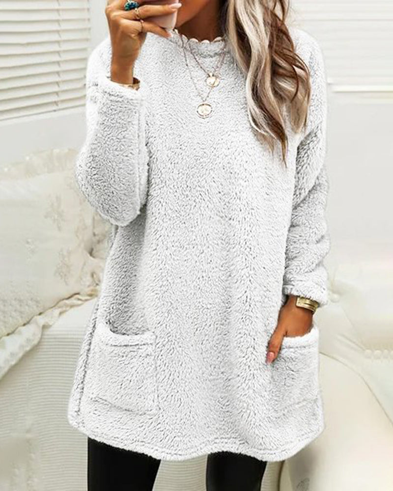 Andrea | Sudadera polar larga con bolsillos