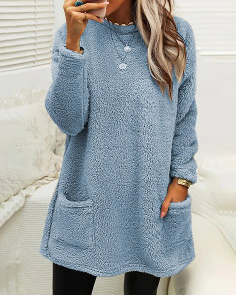 Andrea | Sudadera polar larga con bolsillos