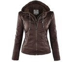 Erica | Chaqueta efecto piel con capucha y cremallera