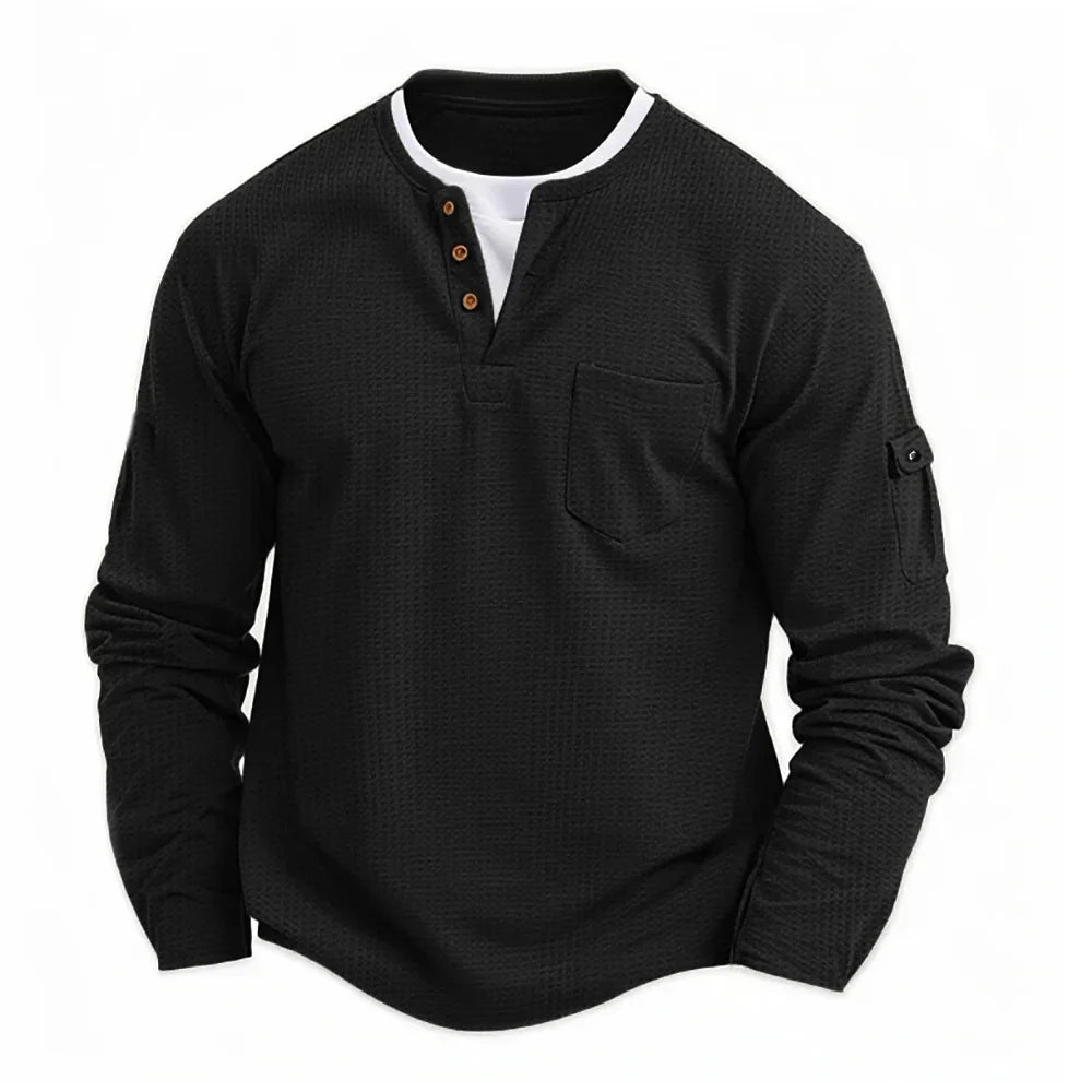 Adán | Camiseta Henley de manga larga con doble cuello