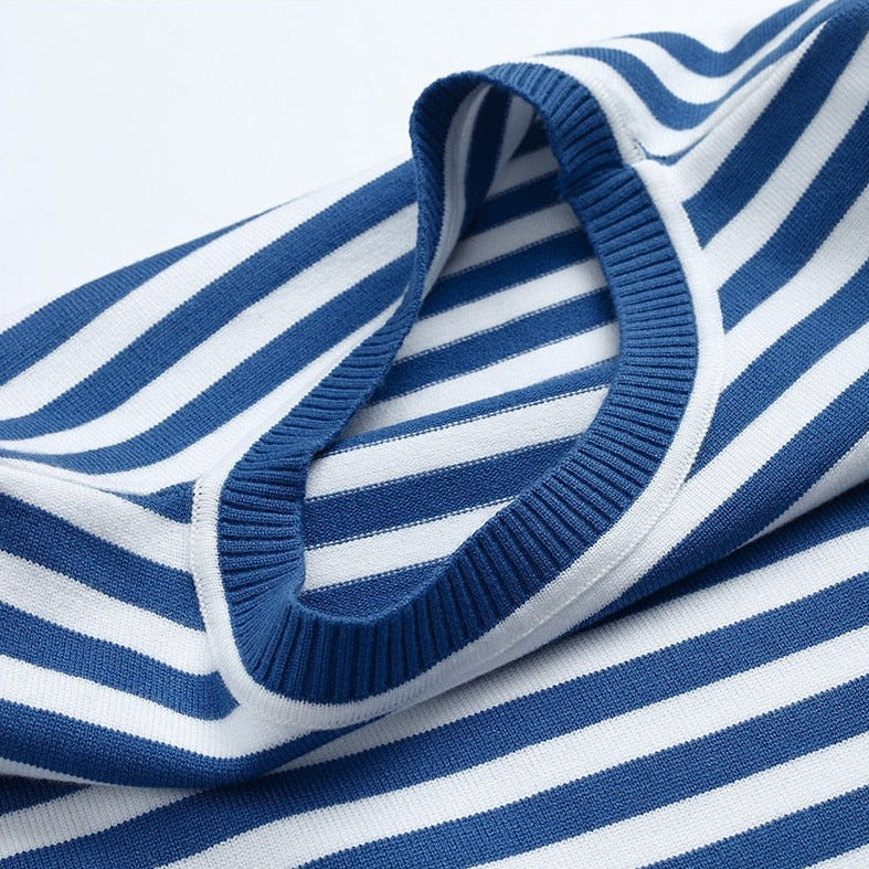 Almudena | Camiseta de manga larga a rayas con cuello redondo