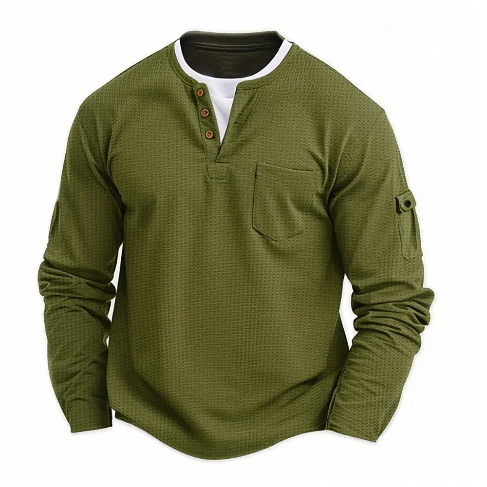 Adán | Camiseta Henley de manga larga con doble cuello