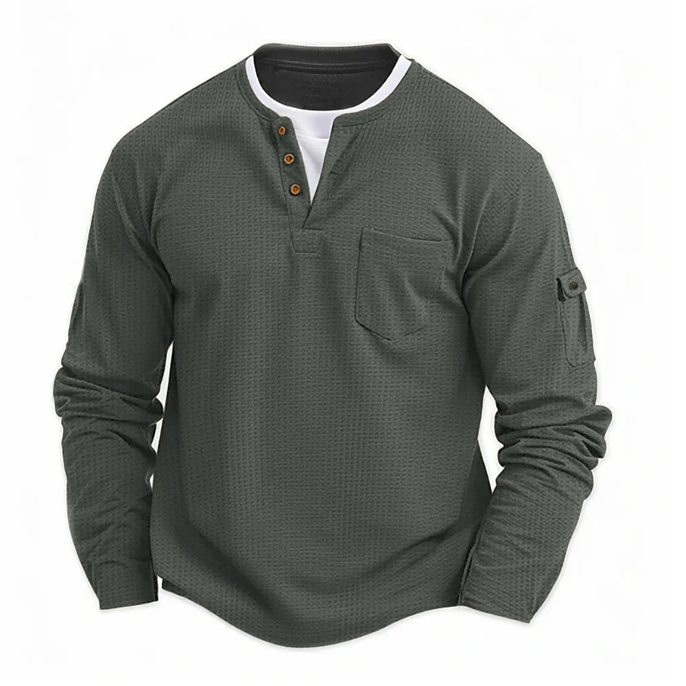 Adán | Camiseta Henley de manga larga con doble cuello