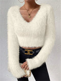 Ottilie | Gefiederter Strickpullover mit V-Ausschnitt