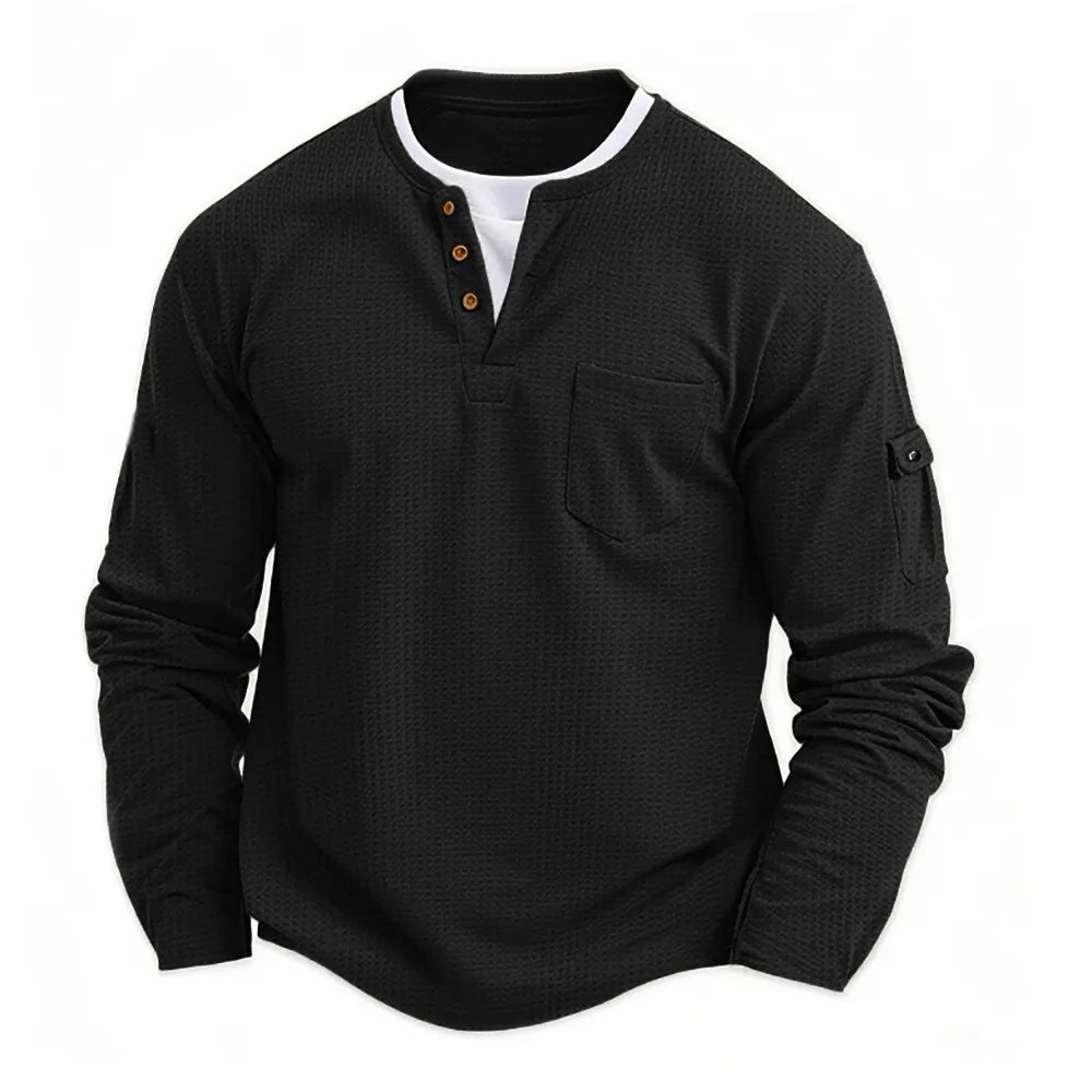 Adán | Camiseta Henley de manga larga con doble cuello