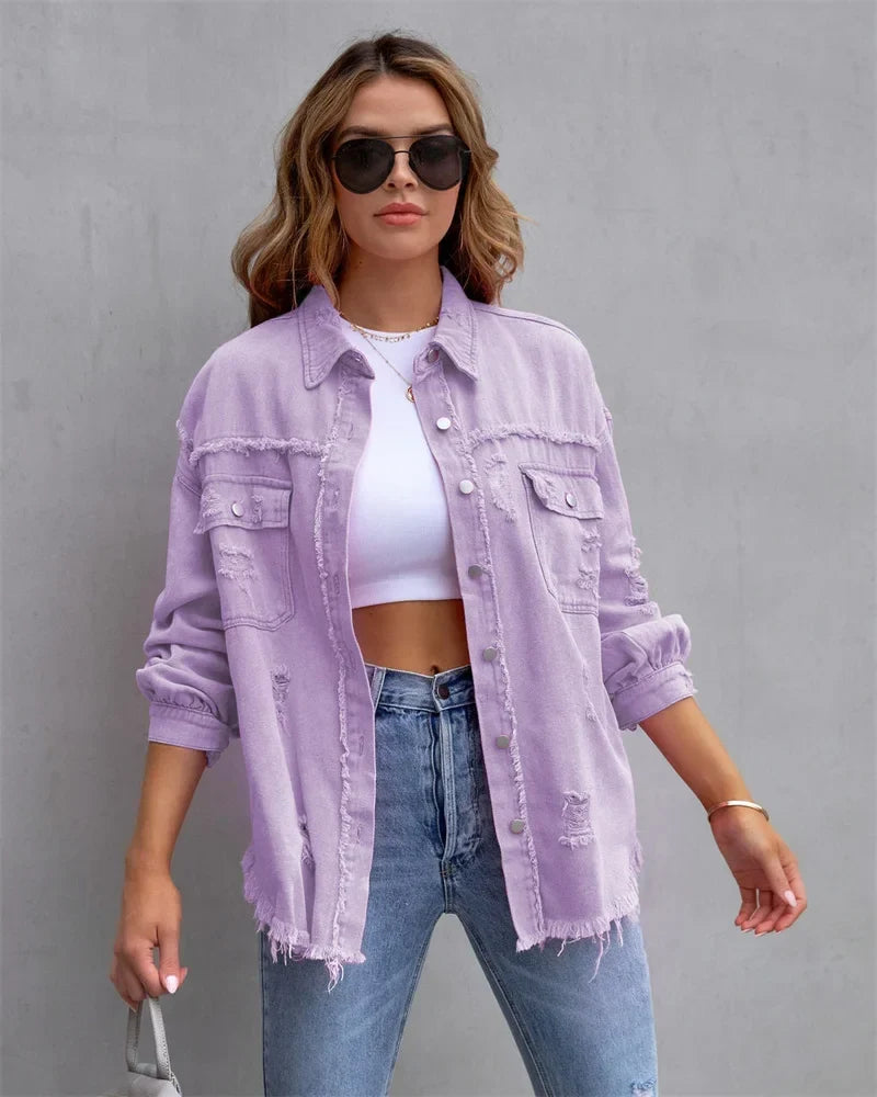 Tussenjas Dames van Denim met een Verweerde en Vintage Stijl
