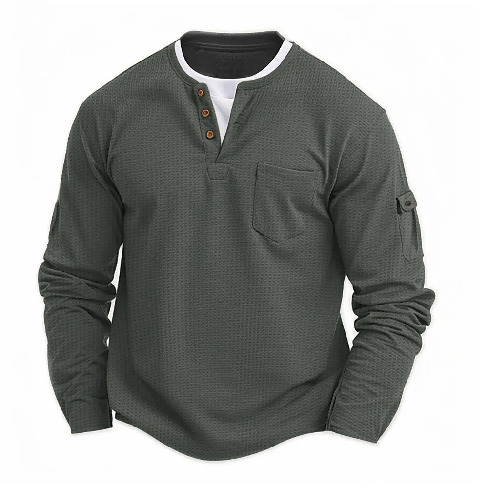 Adán | Camiseta Henley de manga larga con doble cuello