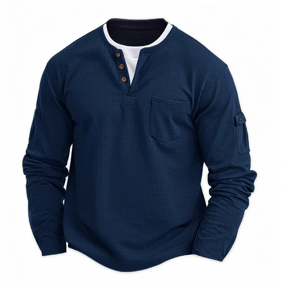 Adán | Camiseta Henley de manga larga con doble cuello